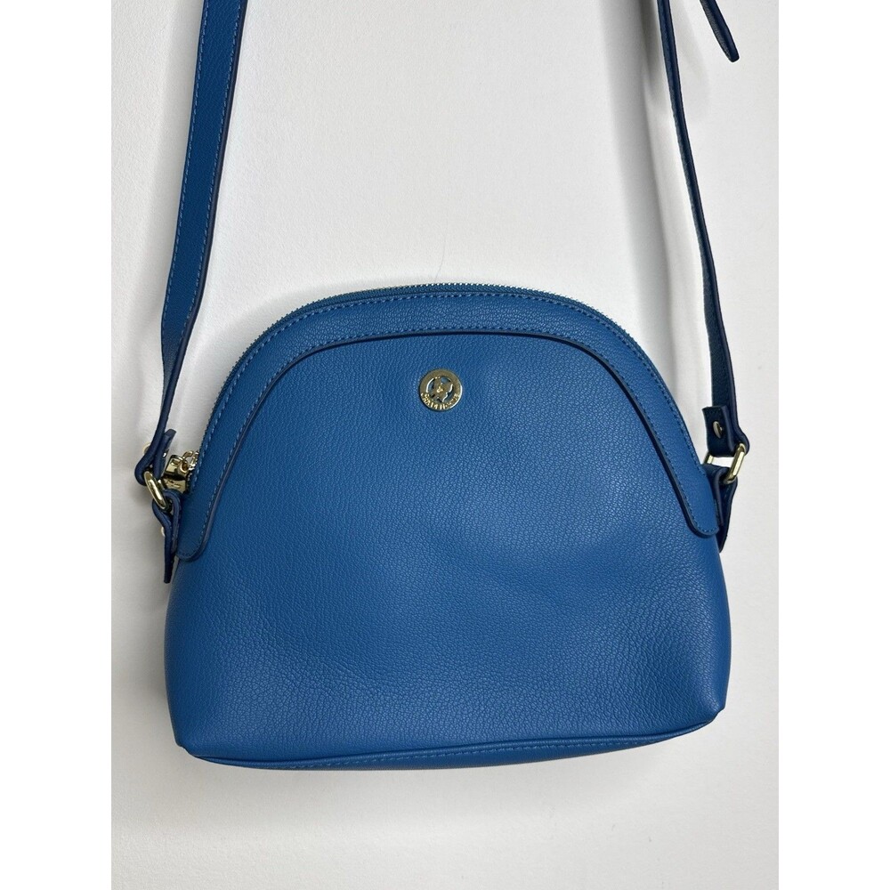 Ora Delphine Blue Pebbled Leather Crossbody Bag Gold Tone Dust Bag